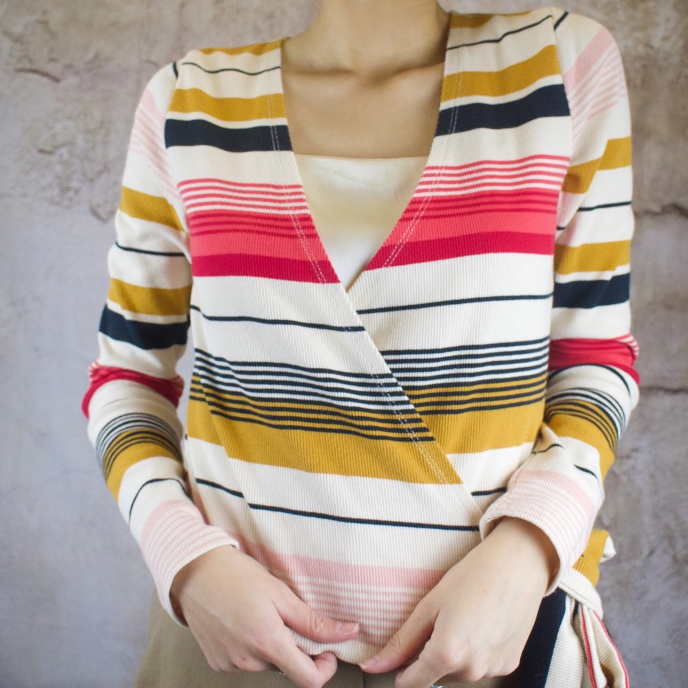 NWOT Billabong Striped Wrapped Blouse